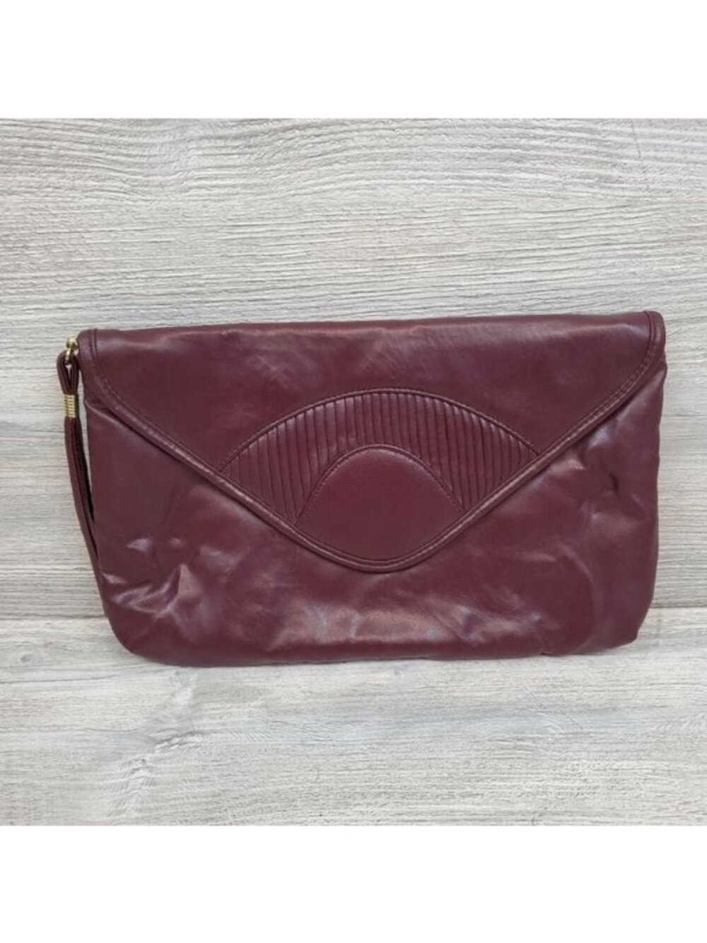 Vintage maroon envelope clutch wristlet made in Taiwan R.O.C